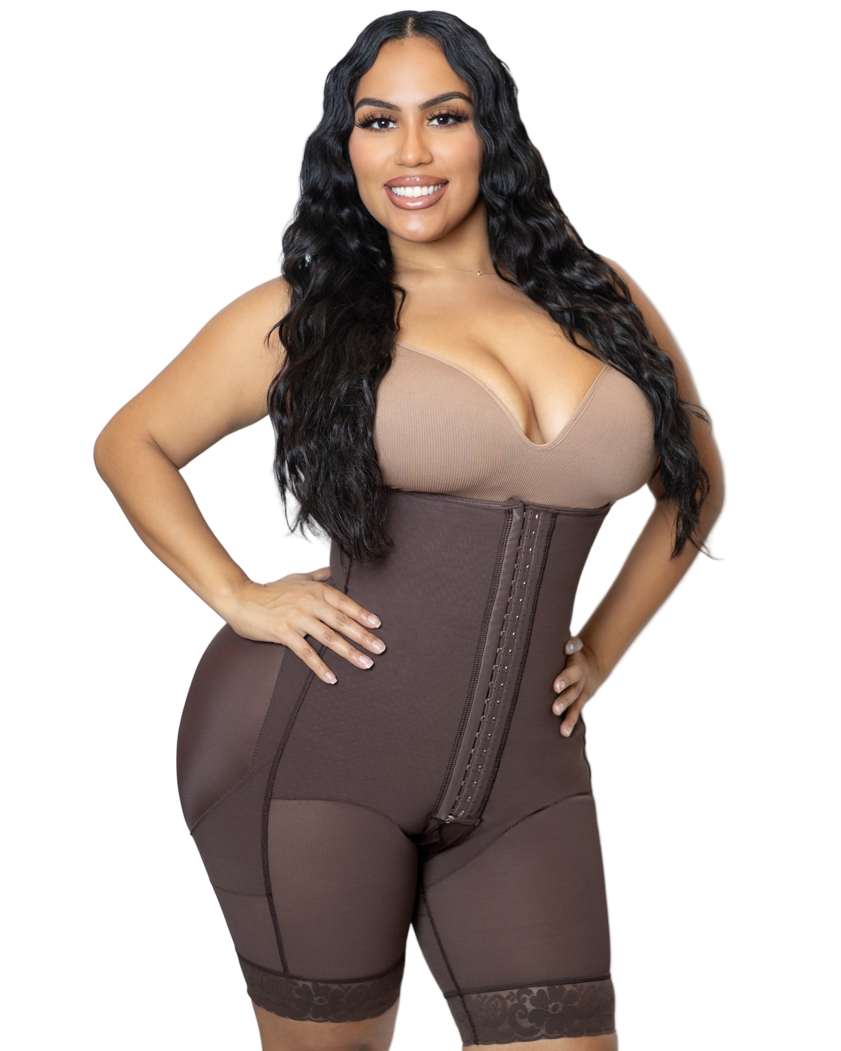 Smart Fit Hourglass Sculpt BBL Faja with FUPA compression and zero hip compression – Colombian high compression faja for curvy women.