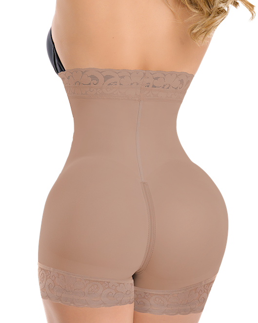 Back view of seamless high-waist boyshort shapewear for curves – size XL