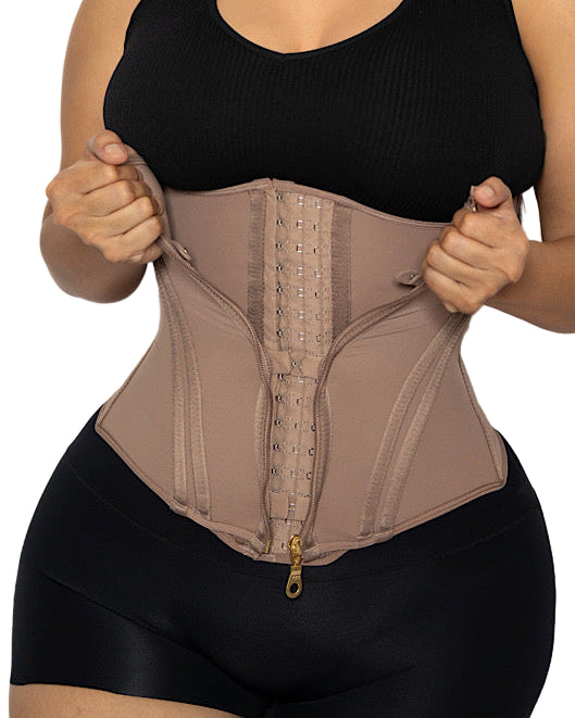 Waist trainer for women with zipper front – advanced compression shapewear for fupa and waist control