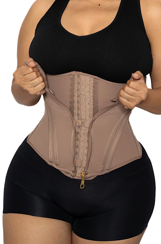 Waist trainer for women with zipper front – advanced compression shapewear for fupa and waist control