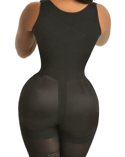 Black latex front high compression Colombian faja #8546 for waist sculpting and tummy control