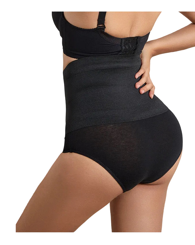 Back view of SmoothSnatch seamless shapewear panty, highlighting seamless construction and smooth finish under clothing.