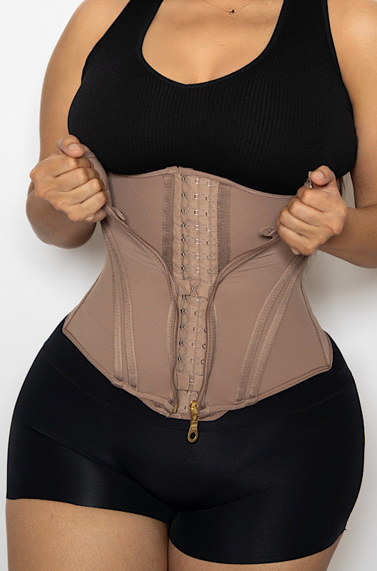 Waist trainer for women with zipper front – advanced compression shapewear for fupa and waist control