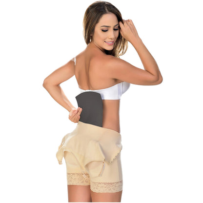 Fajas M&D Lumbar Post-Op Back Board for BBL and Liposuction Recovery – Beige back compression board for lower back support, helps prevent fluid retention and define waist after surgery – Available at Pretty Girl Curves