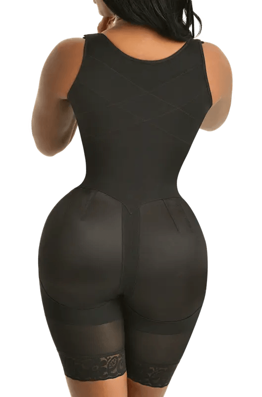 Black latex front high compression Colombian faja #8546 for waist sculpting and tummy control