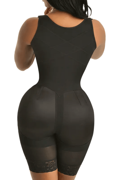 Black latex front high compression Colombian faja #8546 for waist sculpting and tummy control