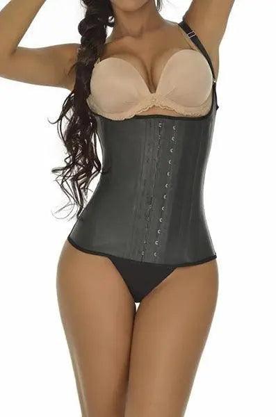 Waist Slimming Semi Vest Black 2 Rows #2028 - Pretty Girl Curves Waist Trainers & Shapewear