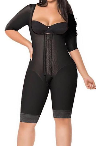 Amina Black Smart Fit Curves Post Op Faja With Sleeves